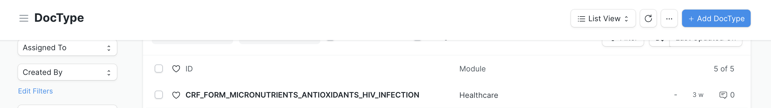 Add DocType - Create new CRF form with naming prefix