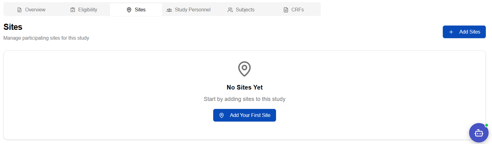 Site search results — choose the site to link to this study